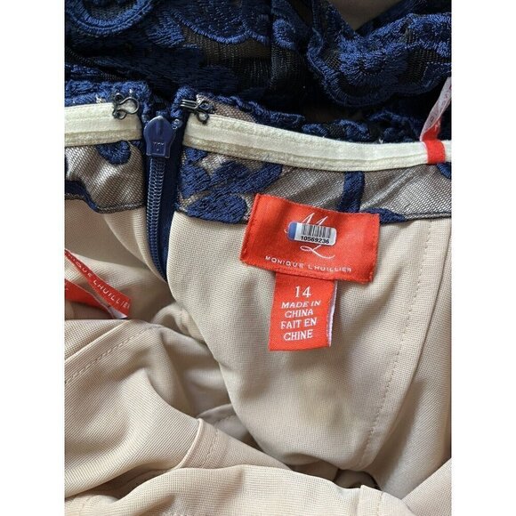 ML Monique Lhuillier Midnight Lace Strapless Tiered Evening Gown Formal Dress 14 - Picture 8 of 8